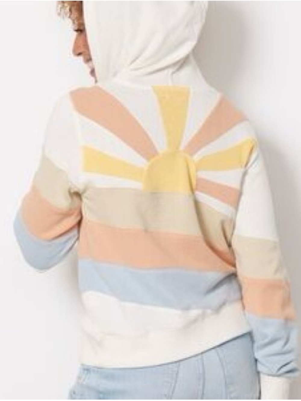 Faherty Cream Hoodie with Sunrise Patch in Yellow, Peach & Blue - Picture 3 of 3